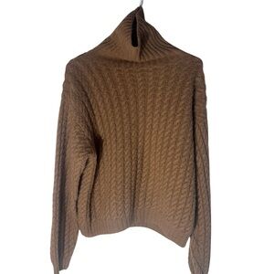 Vintage Calvin Klein 100% Camel Hair Cable Knit Turtleneck Sweater | Size M